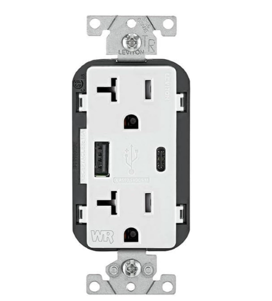 USB CHARGER OUTLETS TYPE A + TYPE C 20A 120VAC 60Hz