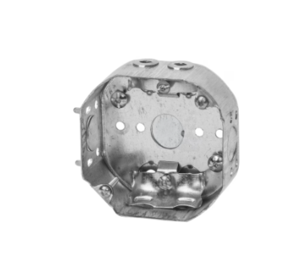 4" STEEL OCTAGONAL BOX WITH  ARMOURED CABLE CLAMP