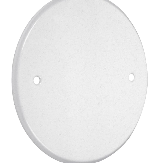 BLANK WHITE ROUND CEILING BOX  COVER RAISED PLASTIC