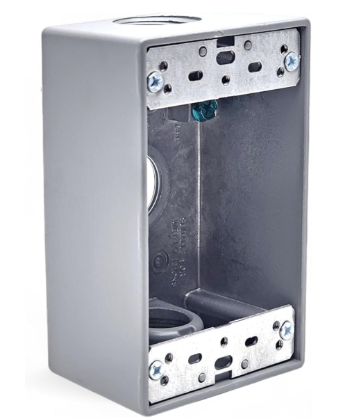 ONE GANG WEATHERPROOF BOX 2" DEEP GRAY COLOR 3x1/2"