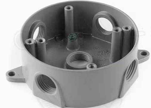 ROUND WEATHERPROOF BOX 1-9/16" DEEP GRAY COLOR 5x3/4"