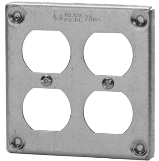 STEEL 2-GANG DUPLEX COVER 4" x 4"   RAISED 3/8"