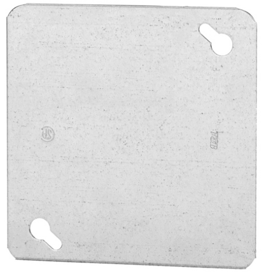 STEEL 2-GANG FLAT COVER 4" x  4"